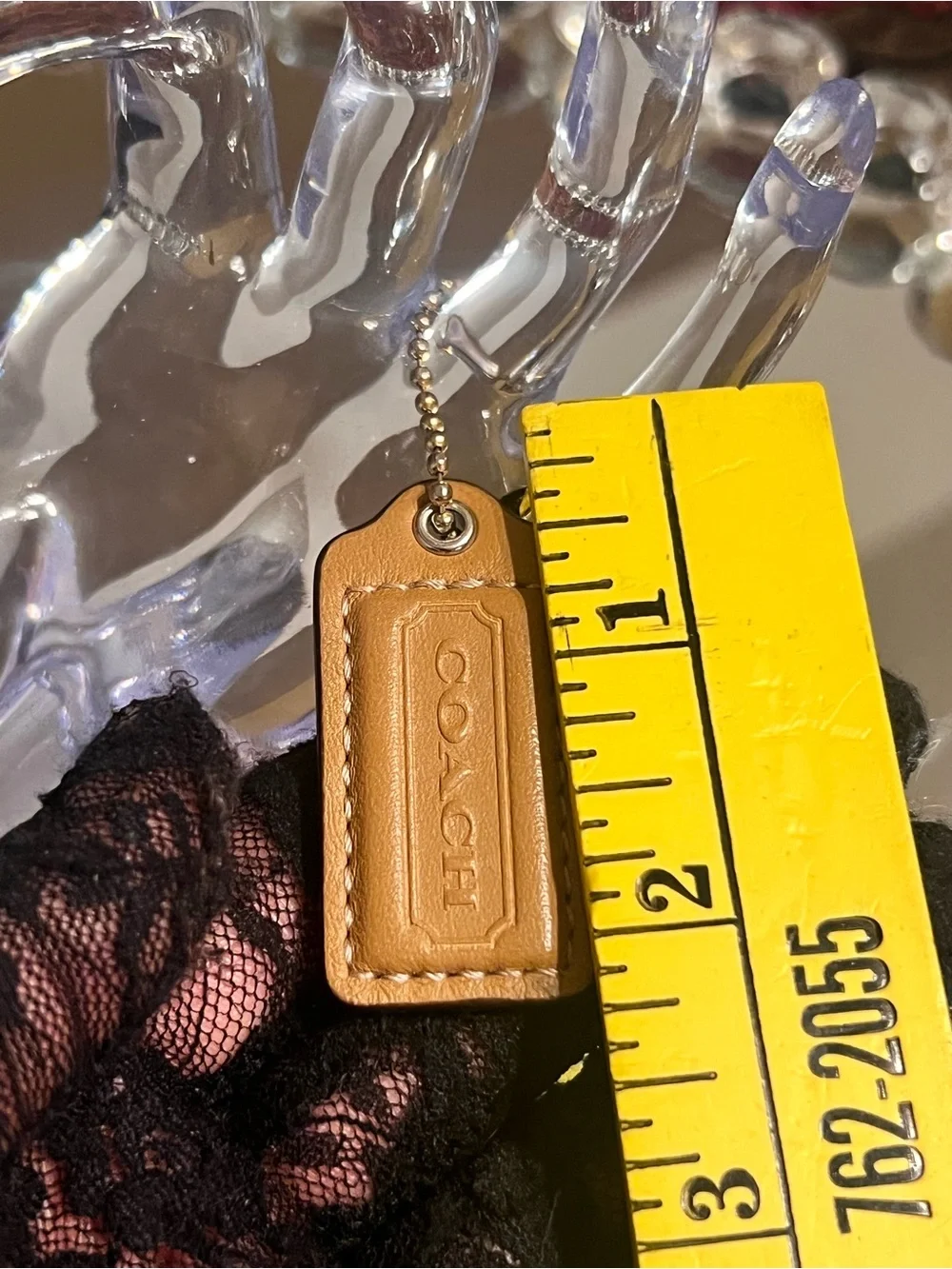 Coach Tan Leather Logo Key/Card Tag